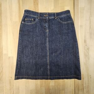 Boden Denim Mini Skirt Dark Wash Knee Length A-line 8R Jean Skirt EUC!